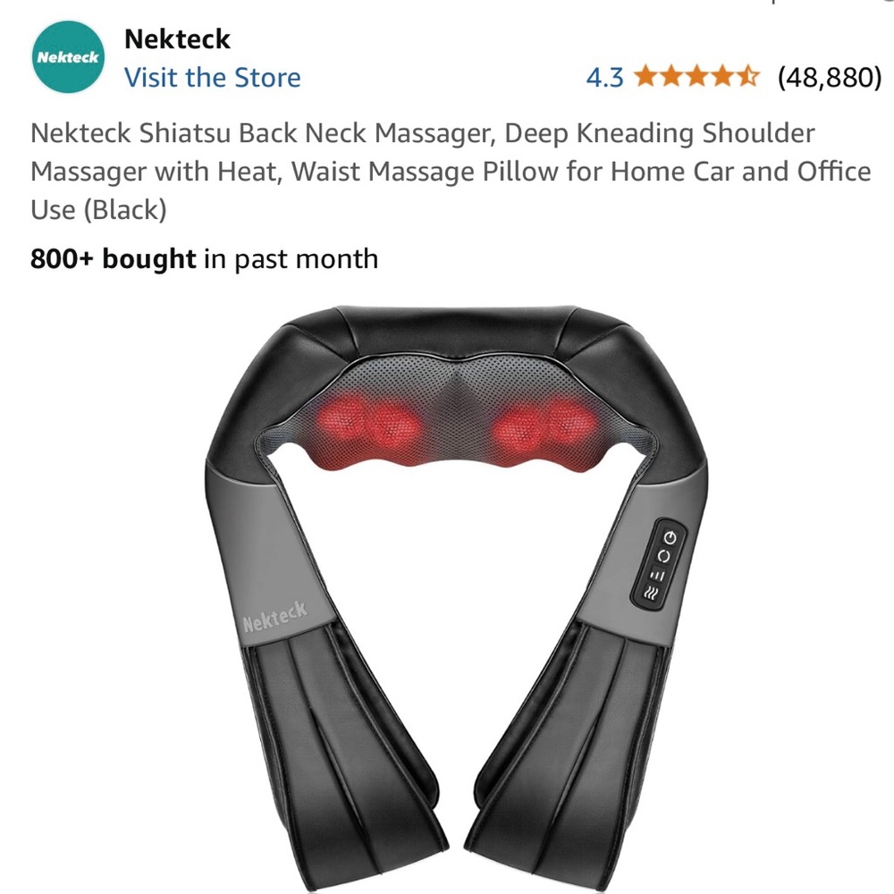 Ohuhu shiatsu Neck massager. Kneading shoulder massage with heat,